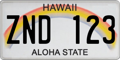 HI license plate ZND123