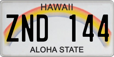HI license plate ZND144