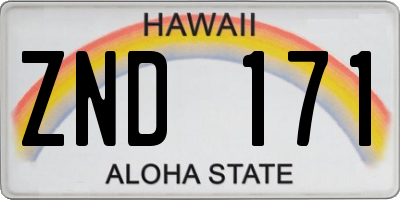 HI license plate ZND171