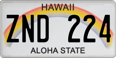 HI license plate ZND224