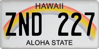 HI license plate ZND227