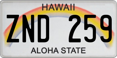 HI license plate ZND259