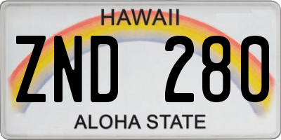HI license plate ZND280