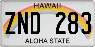 HI license plate ZND283