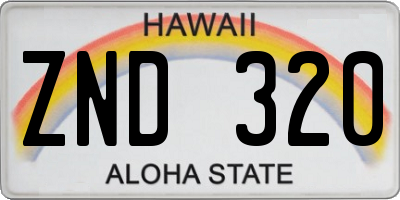 HI license plate ZND320