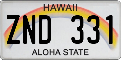 HI license plate ZND331
