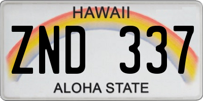 HI license plate ZND337
