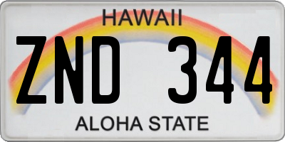 HI license plate ZND344