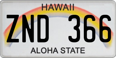 HI license plate ZND366