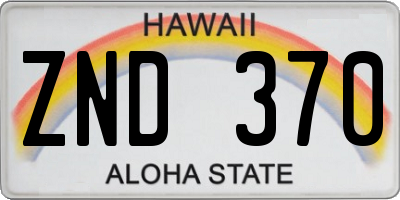 HI license plate ZND370