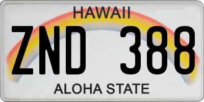HI license plate ZND388