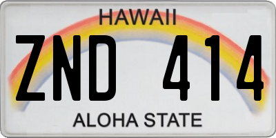 HI license plate ZND414