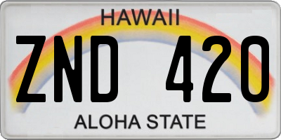 HI license plate ZND420