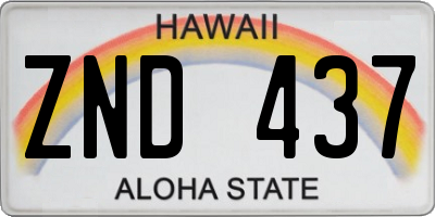 HI license plate ZND437