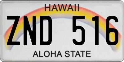 HI license plate ZND516