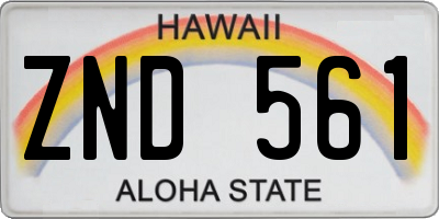 HI license plate ZND561