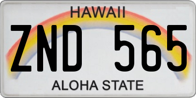 HI license plate ZND565