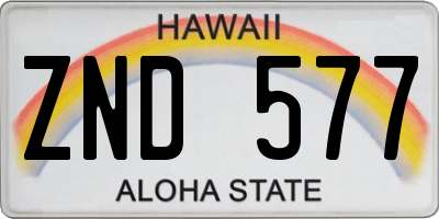 HI license plate ZND577