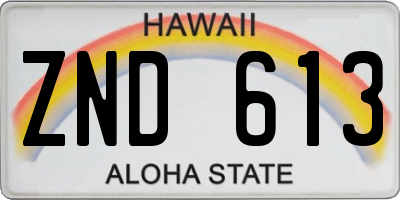HI license plate ZND613