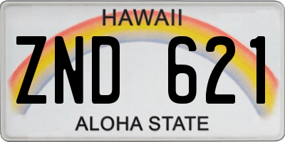 HI license plate ZND621