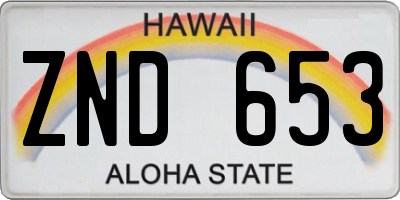 HI license plate ZND653