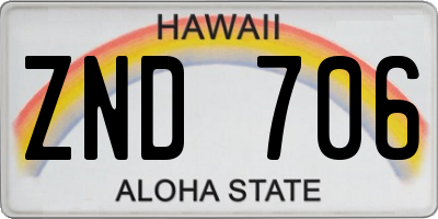 HI license plate ZND706