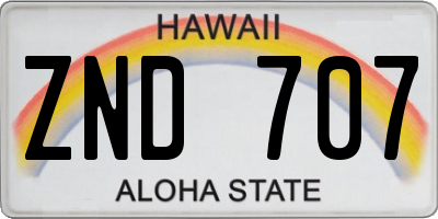 HI license plate ZND707