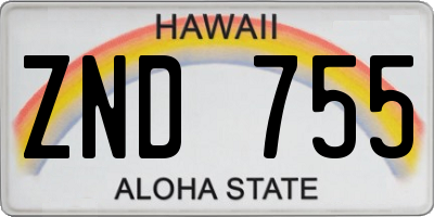 HI license plate ZND755