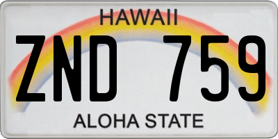 HI license plate ZND759
