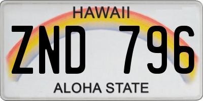 HI license plate ZND796