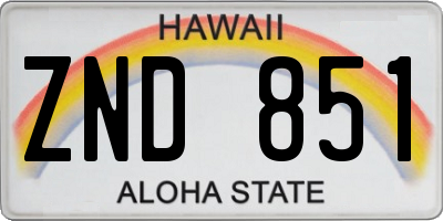 HI license plate ZND851