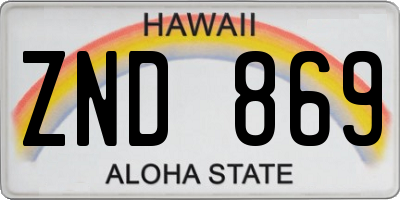 HI license plate ZND869