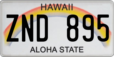 HI license plate ZND895