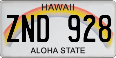 HI license plate ZND928
