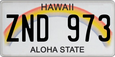 HI license plate ZND973