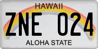 HI license plate ZNE024