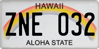 HI license plate ZNE032