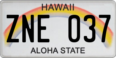 HI license plate ZNE037
