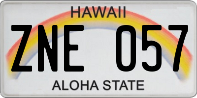 HI license plate ZNE057