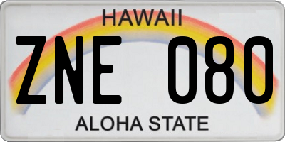 HI license plate ZNE080
