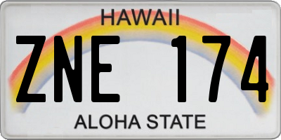 HI license plate ZNE174