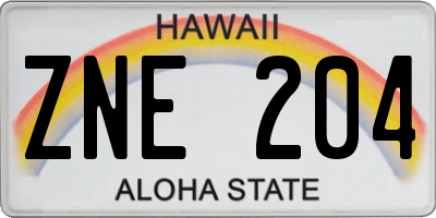 HI license plate ZNE204