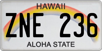 HI license plate ZNE236