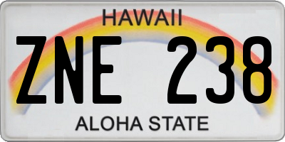 HI license plate ZNE238