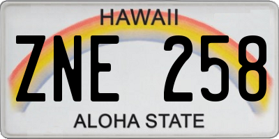 HI license plate ZNE258