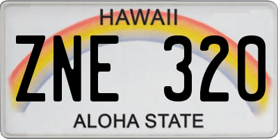 HI license plate ZNE320