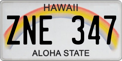 HI license plate ZNE347