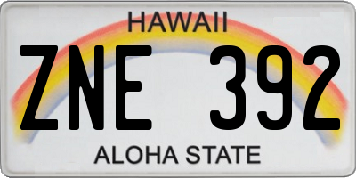 HI license plate ZNE392