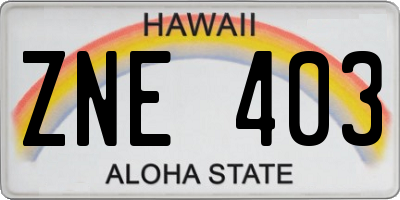 HI license plate ZNE403