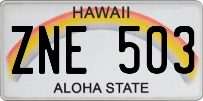 HI license plate ZNE503